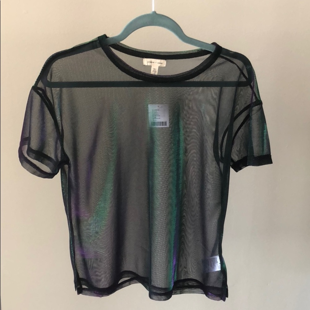 Silence & Noise iridescent shimmer mesh tee